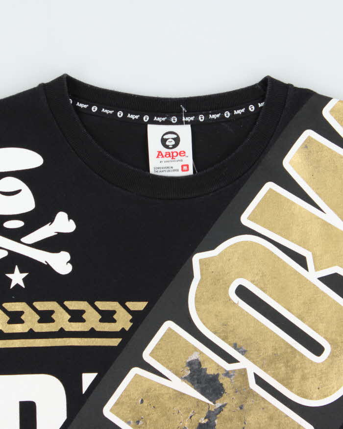 Vintage Aape By A Bathing Aape Gold 'Aape Now' Graphic Crewneck T-Shirt - M