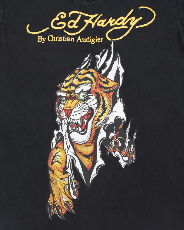 Vintage Y2K 00s Ed Hardy Tiger Crewneck T-Shirt - M