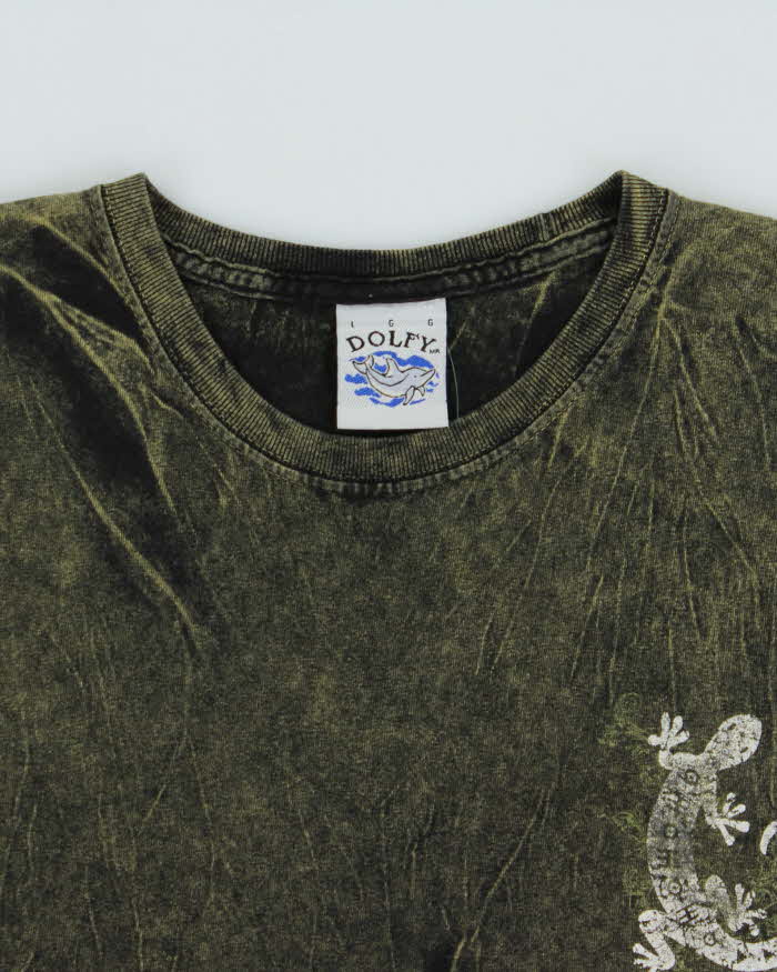 Vintage 1990s Dolfy Acid Wash Mexico Crewneck T-Shirt - L