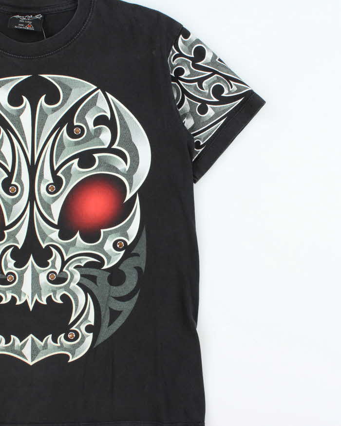 Vintage Y2K 00s Rock Chang Embellished Skull Crewneck T-Shirt - M