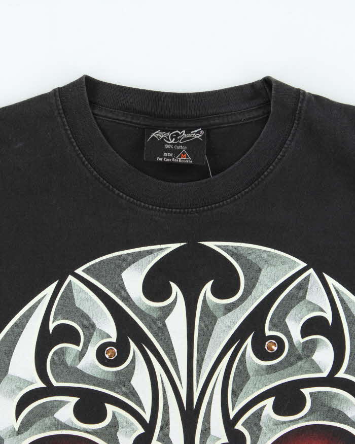 Vintage Y2K 00s Rock Chang Embellished Skull Crewneck T-Shirt - M