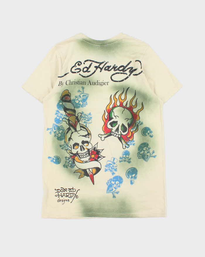 Vintage Y2K 00s Ed Hardy Rhinestone Dyed Graphic Made In USA Crewneck T-Shirt - M