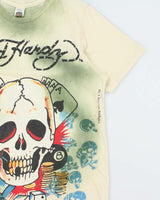 Vintage Y2K 00s Ed Hardy Rhinestone Dyed Graphic Made In USA Crewneck T-Shirt - M
