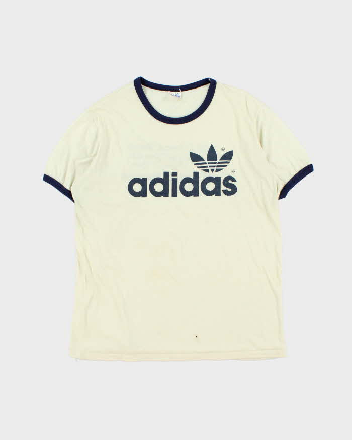 Vintage 1970s Adidas Originals Trefoil 'Cunningham Memorial Race' Single Stitch Crewneck Ringer T-Shirt - L
