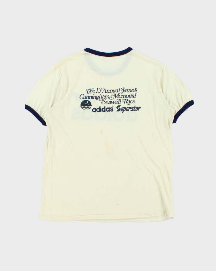 Vintage 1970s Adidas Originals Trefoil 'Cunningham Memorial Race' Single Stitch Crewneck Ringer T-Shirt - L