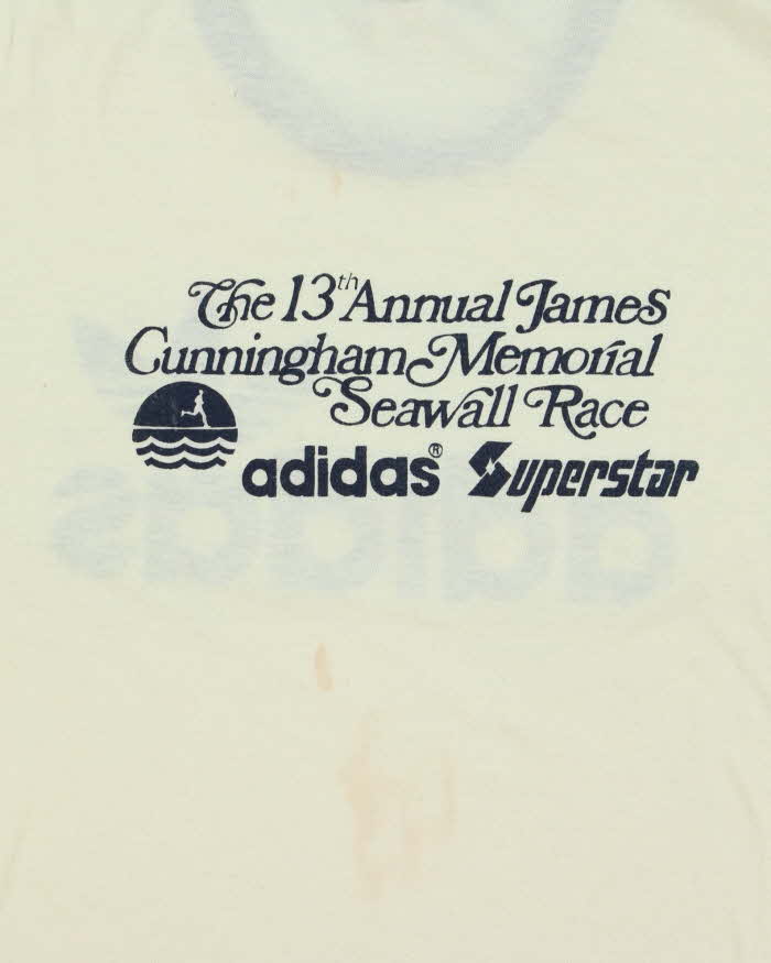 Vintage 1970s Adidas Originals Trefoil 'Cunningham Memorial Race' Single Stitch Crewneck Ringer T-Shirt - L