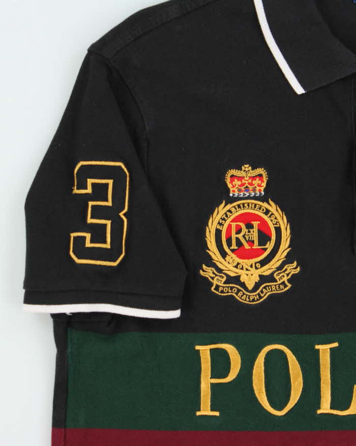 Vintage Polo Ralph Lauren Large Pony Tri-Colour Custom Slim Fit Short Sleeve Polo Shirt - L