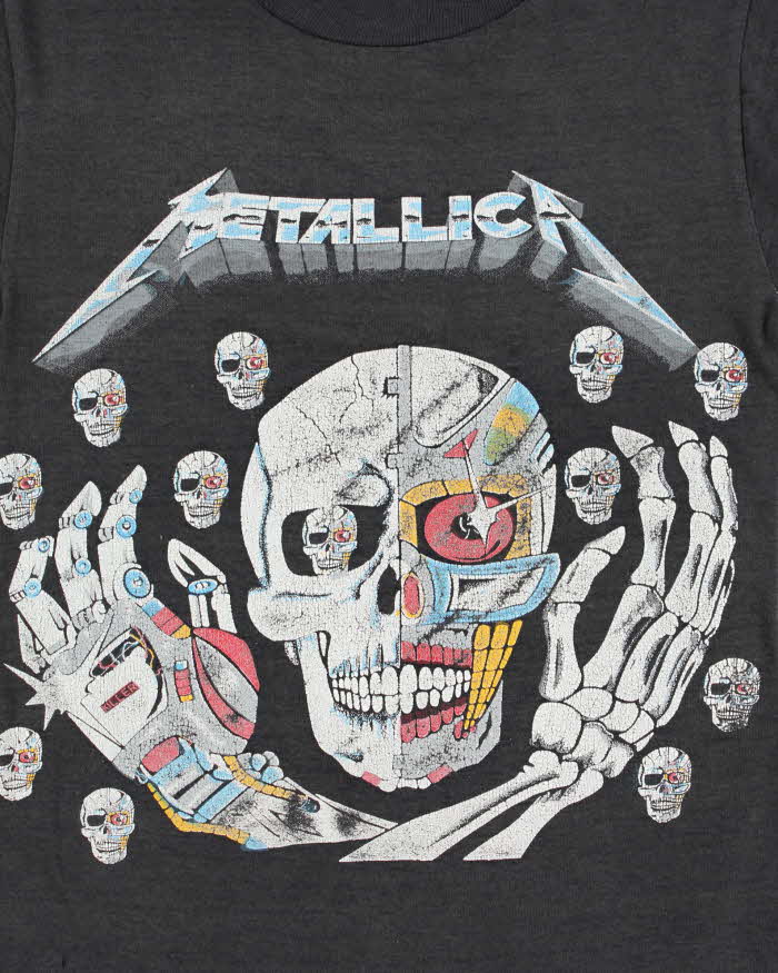 Vintage 1980s Metallica Robot Skeleton Single Stitch Crewneck T-Shirt - XS
