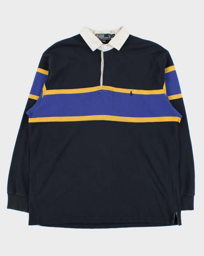 Vintage 1990s Polo Ralph Lauren Striped Long Sleeve Rugby Shirt - L