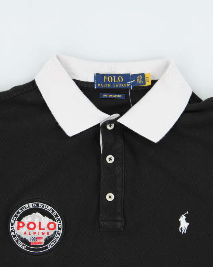 Vintage Polo Ralph Lauren Alpine World Cup Racing Custom Slim Fit Short Sleeve Polo Shirt - M