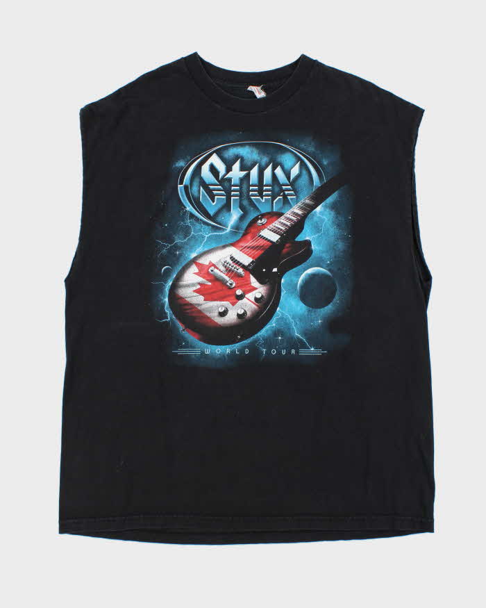 Vintage Styx Band World Tour Sleeveless Crewneck T-Shirt - XXL