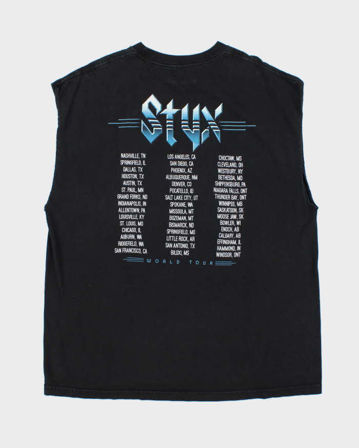 Vintage Styx Band World Tour Sleeveless Crewneck T-Shirt - XXL