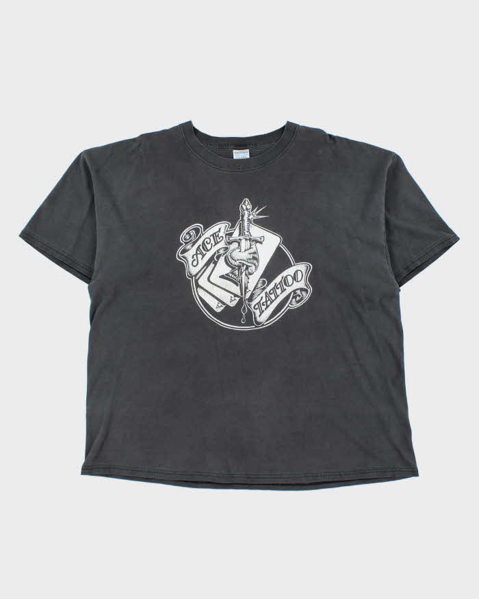Vintage 2000 Ace Tattoo Langley Faded Gildan Heavyweight Crewneck T-Shirt - XXL