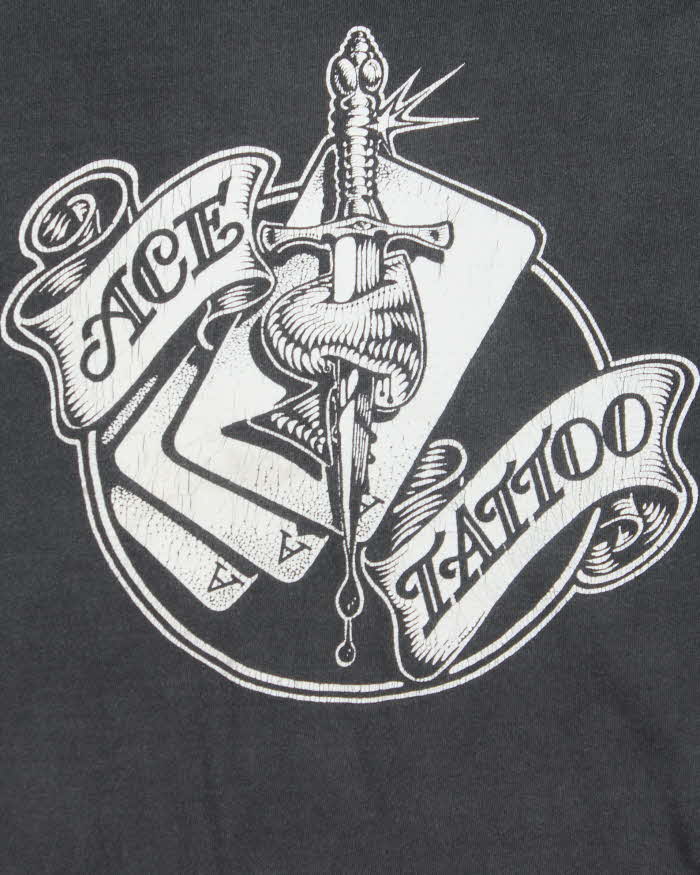 Vintage 2000 Ace Tattoo Langley Faded Gildan Heavyweight Crewneck T-Shirt - XXL