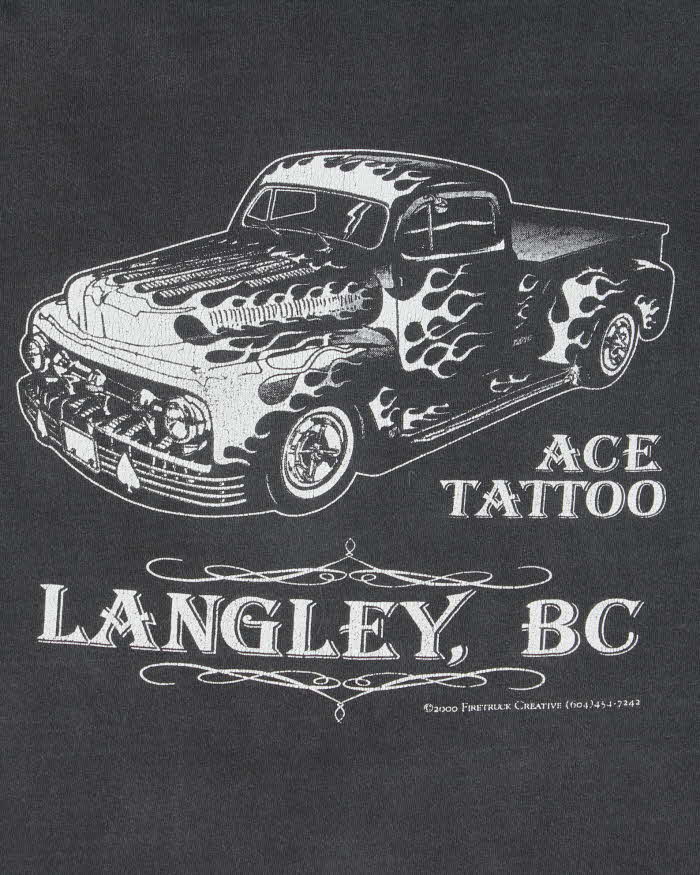 Vintage 2000 Ace Tattoo Langley Faded Gildan Heavyweight Crewneck T-Shirt - XXL