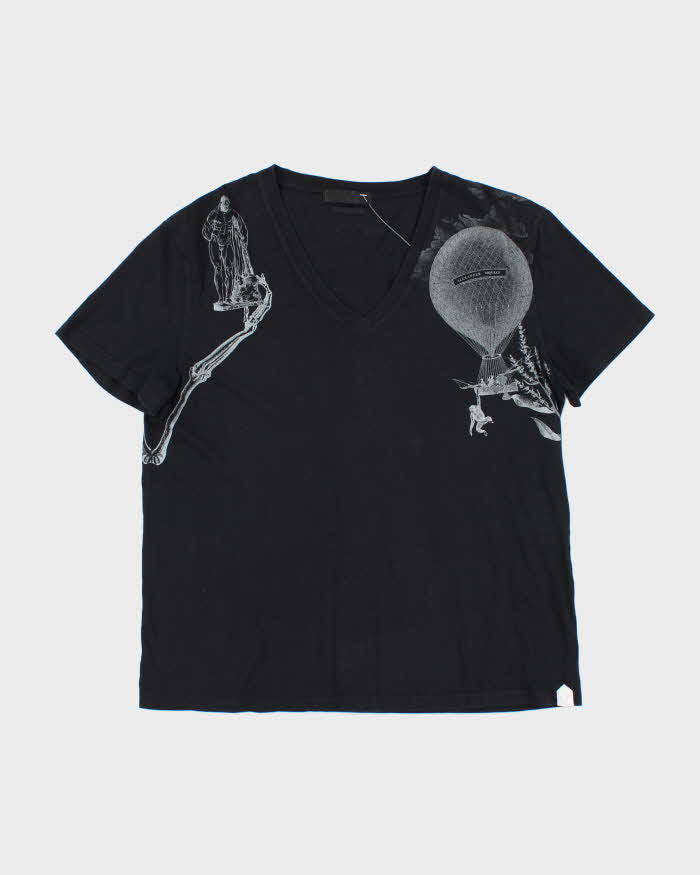 SS2015 Alexander Mcqueen Graphic V-Neck T-Shirt - M