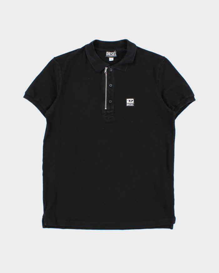 Vintage Diesel Zip Button Short Sleeve Polo Shirt - M