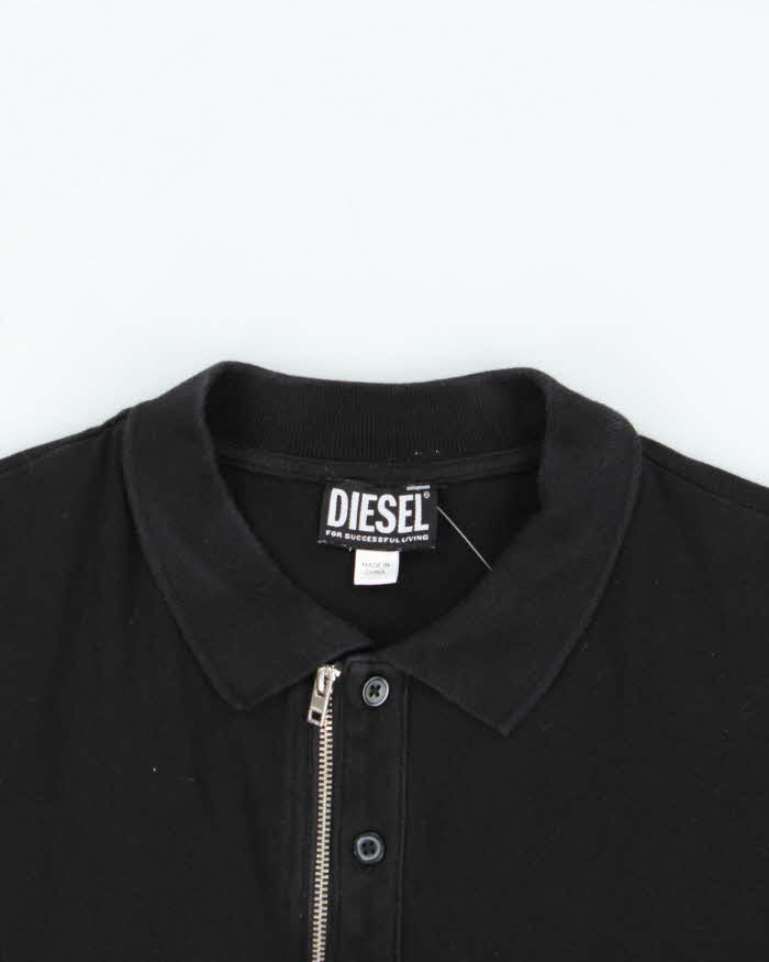 Vintage Diesel Zip Button Short Sleeve Polo Shirt - M