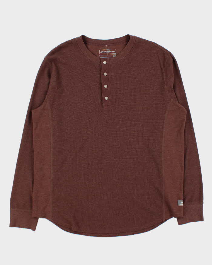 Vintage Eddie Bauer Heavyweight Long Sleeve Henley Waffle T-Shirt - XL