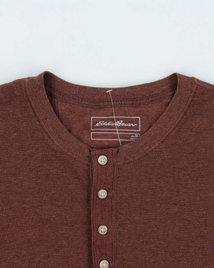 Vintage Eddie Bauer Heavyweight Long Sleeve Henley Waffle T-Shirt - XL