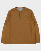 Vintage Eddie Bauer Heavyweight Tan Long Sleeve Henley Waffle T-Shirt - L