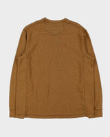 Vintage Eddie Bauer Heavyweight Tan Long Sleeve Henley Waffle T-Shirt - L