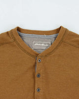 Vintage Eddie Bauer Heavyweight Tan Long Sleeve Henley Waffle T-Shirt - L