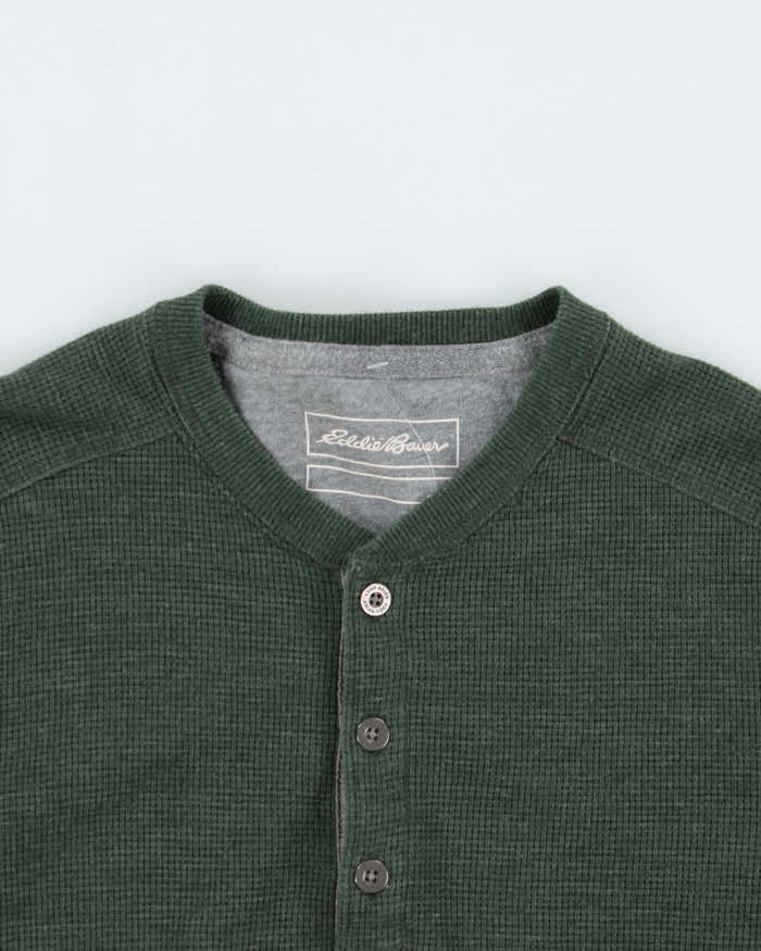 Vintage Eddie Bauer Heavyweight Long Sleeve Henley Waffle T-Shirt - S