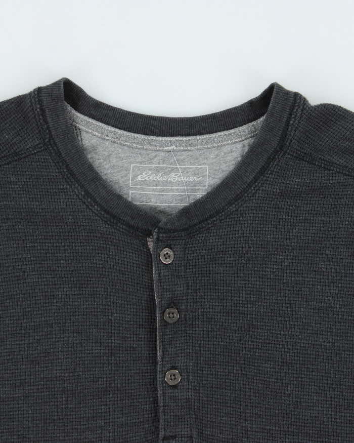 Vintage Eddie Bauer Heavyweight Long Sleeve Henley Waffle T-Shirt - XL