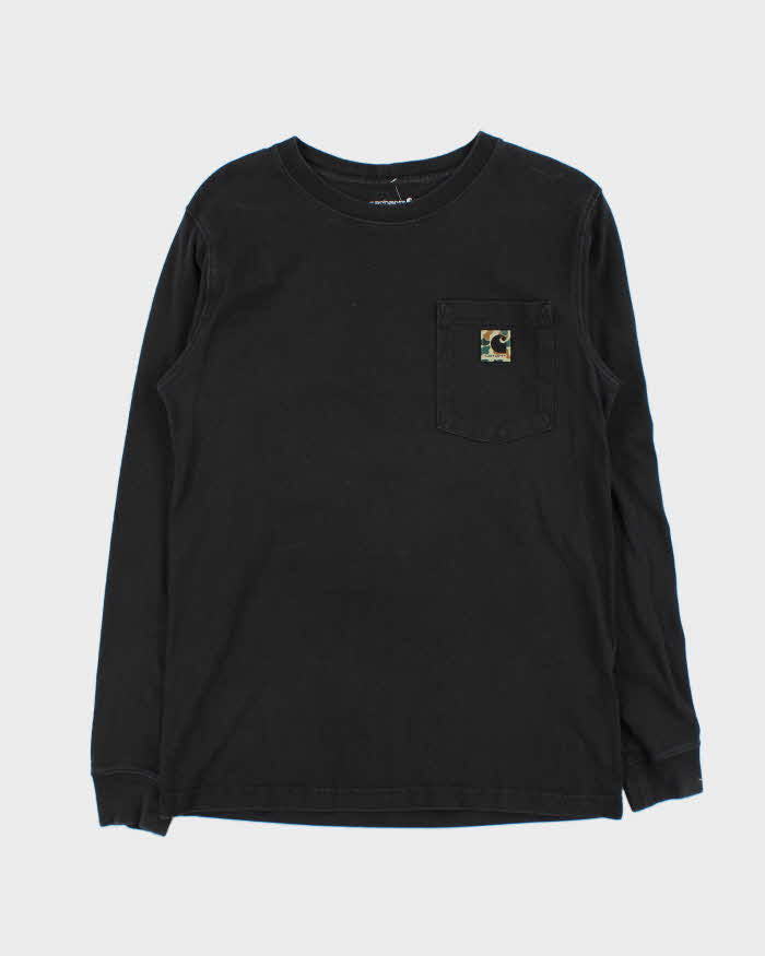 Vintage Carhartt Camo Logo Relaxed Fit Long Sleeve Crewneck Pocket T-Shirt - S
