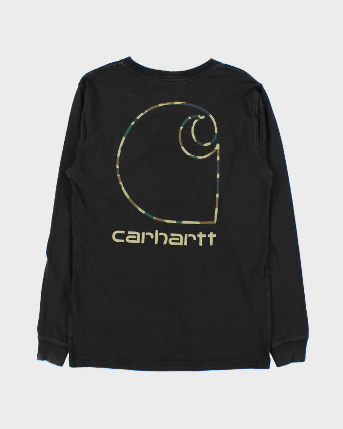 Vintage Carhartt Camo Logo Relaxed Fit Long Sleeve Crewneck Pocket T-Shirt - S
