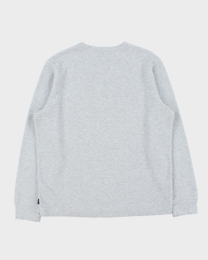 Vintage Y2K 00s Guess Heavyweight Marl Grey Long Sleeve Waffle T-Shirt - L