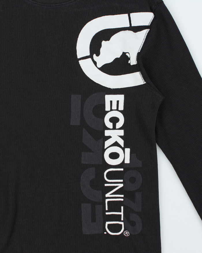 Vintage Y2K 00s Ecko UNLTD Embroidered Long Sleeve Waffle T-Shirt - L
