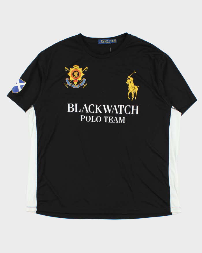 Vintage Polo Ralph Lauren Black Watch Polo Team Large Pony Crewneck Sports T-Shirt - XXL