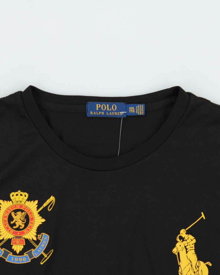 Vintage Polo Ralph Lauren Black Watch Polo Team Large Pony Crewneck Sports T-Shirt - XXL