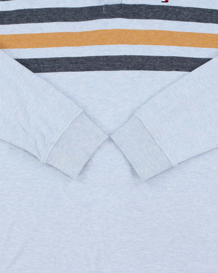 Vintage Tommy Hilfiger Striped Chambray Slim Fit Long Sleeve Polo Shirt - L