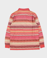 Vintage 1990s Pierre Cardin Striped Long Sleeve Zip Polo Shirt - L