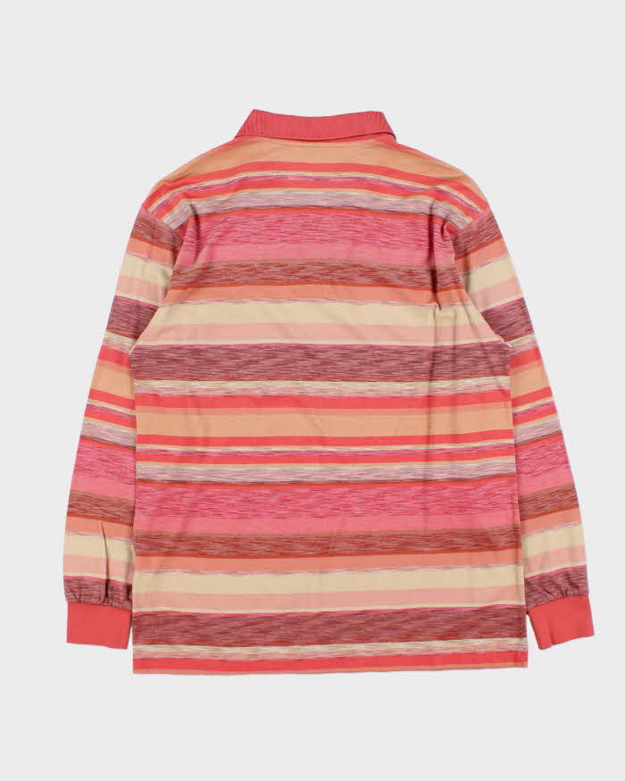 Vintage 1990s Pierre Cardin Striped Long Sleeve Zip Polo Shirt - L