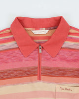Vintage 1990s Pierre Cardin Striped Long Sleeve Zip Polo Shirt - L