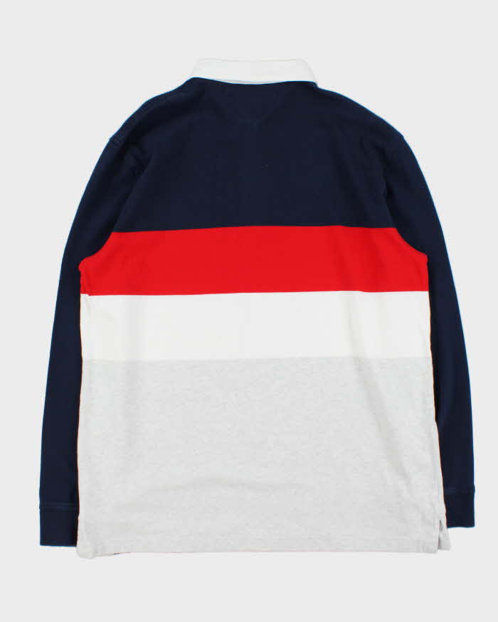 Vintage Tommy Hilfiger Colour Block Striped Long Sleeve Rugby Shirt - XL