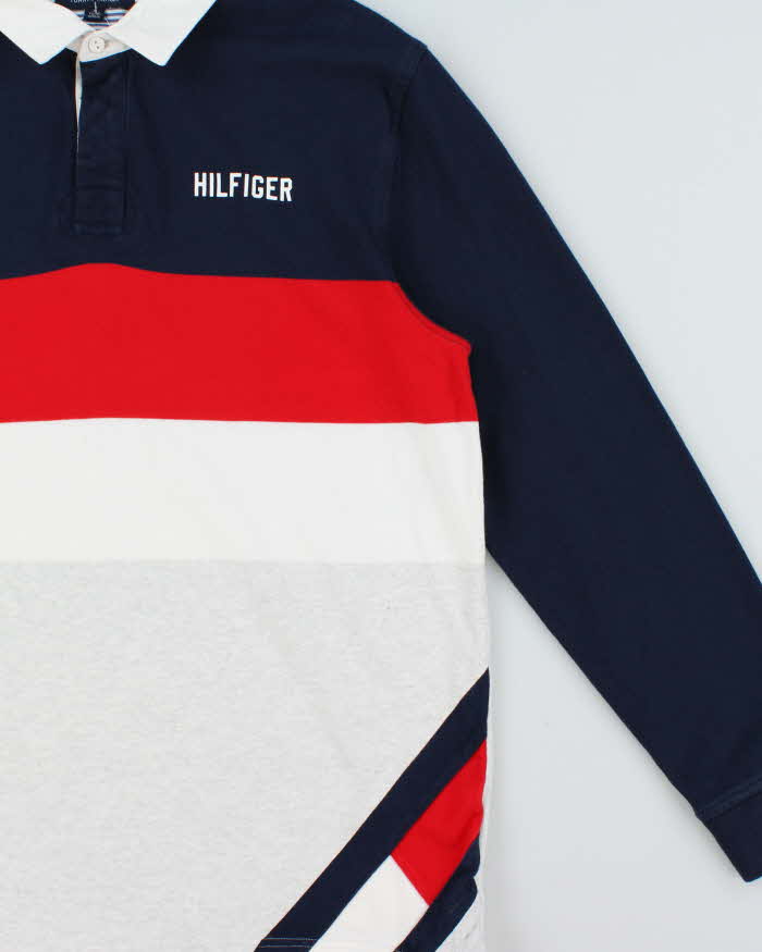 Vintage Tommy Hilfiger Colour Block Striped Long Sleeve Rugby Shirt - XL