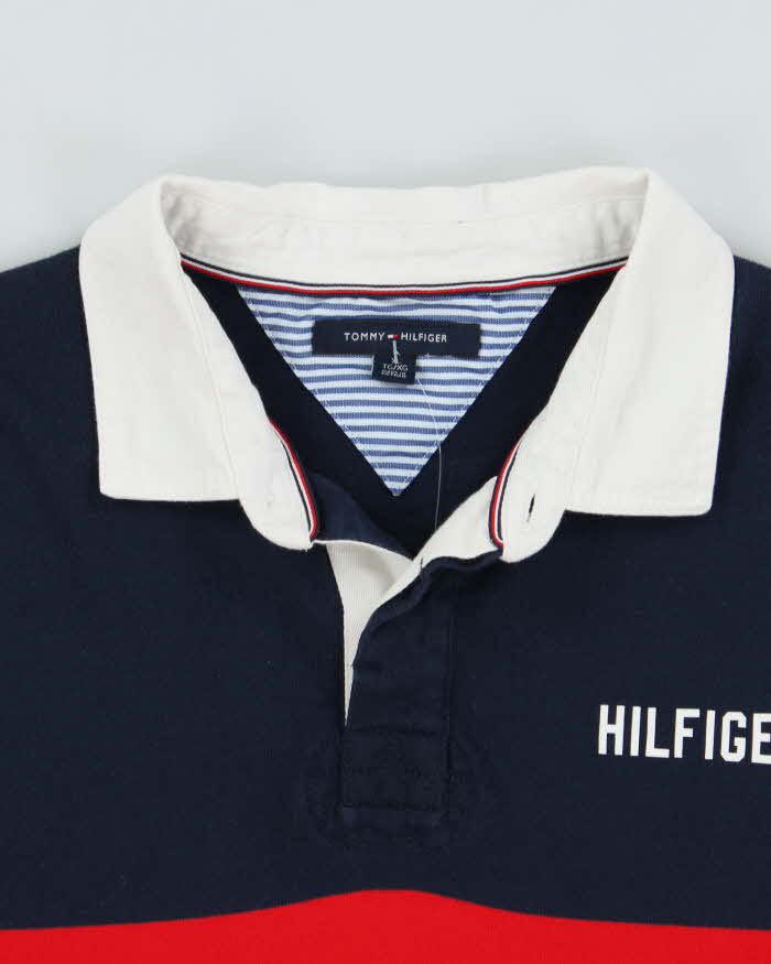 Vintage Tommy Hilfiger Colour Block Striped Long Sleeve Rugby Shirt - XL