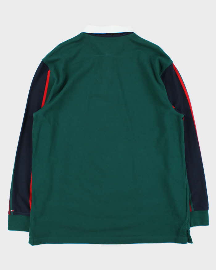 Vintage Y2K 00s Tommy Hilfiger Colour Block Striped Sleeve Rugby Shirt - XL