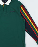 Vintage Y2K 00s Tommy Hilfiger Colour Block Striped Sleeve Rugby Shirt - XL