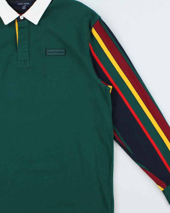 Vintage Y2K 00s Tommy Hilfiger Colour Block Striped Sleeve Rugby Shirt - XL