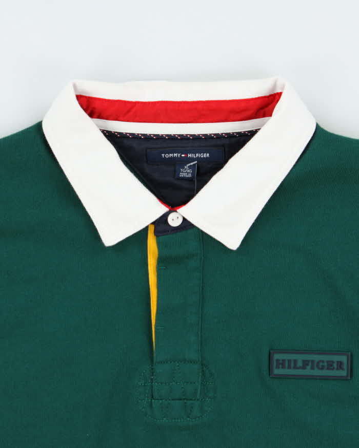 Vintage Y2K 00s Tommy Hilfiger Colour Block Striped Sleeve Rugby Shirt - XL