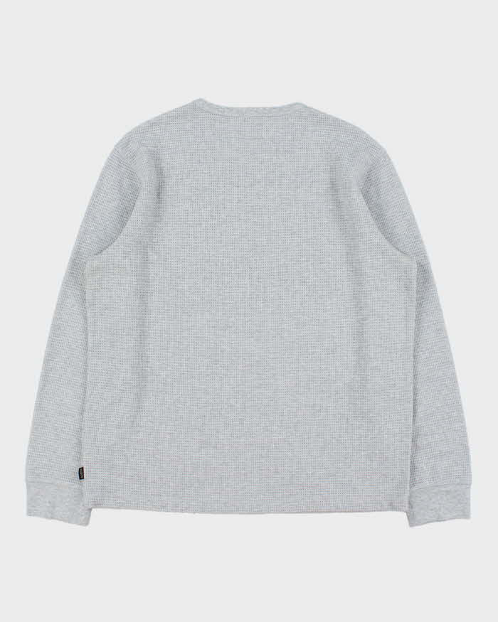 Vintage Guess Heavyweight Marl Grey Long Sleeve Waffle T-Shirt - L