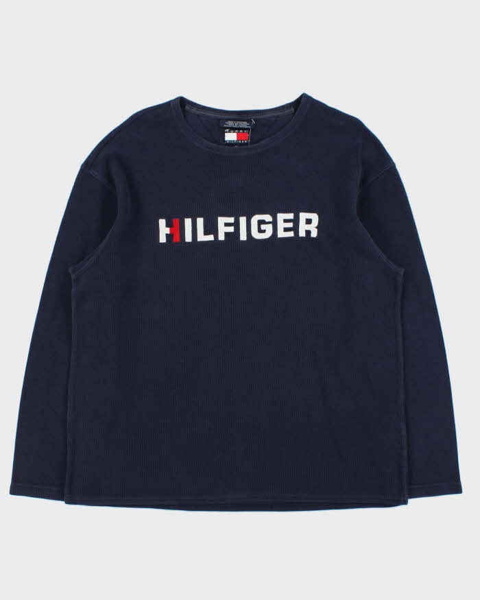 Vintage Y2K 00s Tommy Hilfiger Embroidered Long Sleeve Waffle T-Shirt - XL