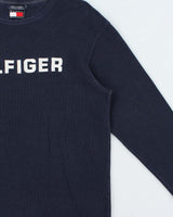 Vintage Y2K 00s Tommy Hilfiger Embroidered Long Sleeve Waffle T-Shirt - XL