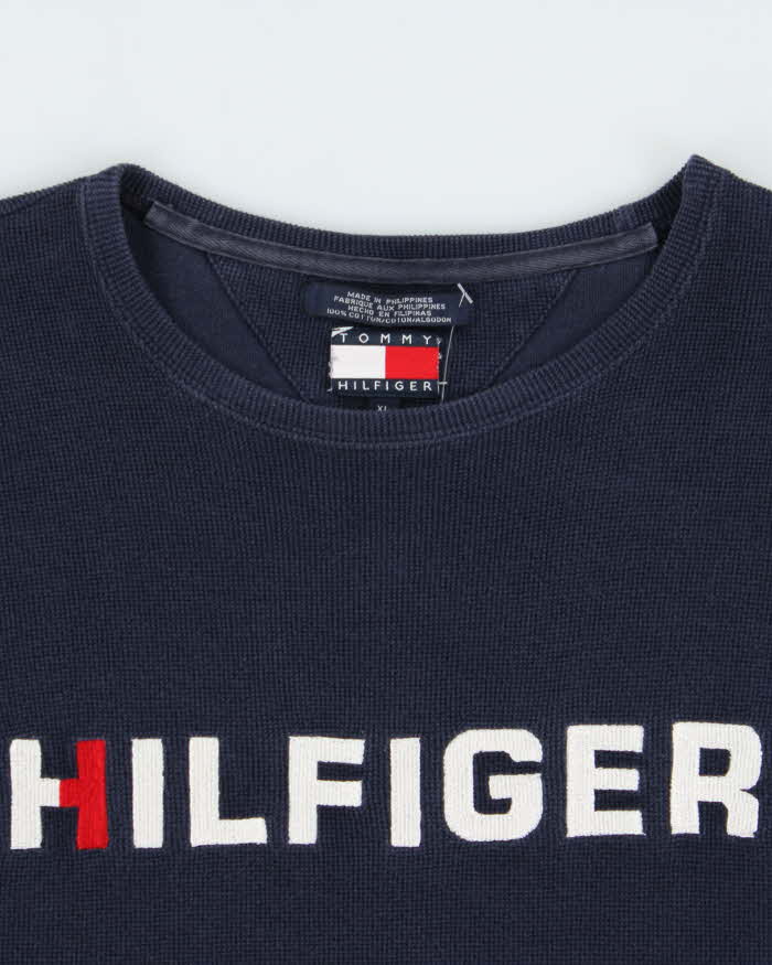 Vintage Y2K 00s Tommy Hilfiger Embroidered Long Sleeve Waffle T-Shirt - XL